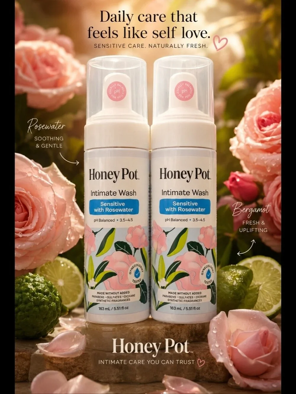 Honey Pot Intimate Wash - Sensitive with Rosewater (2 Pack)